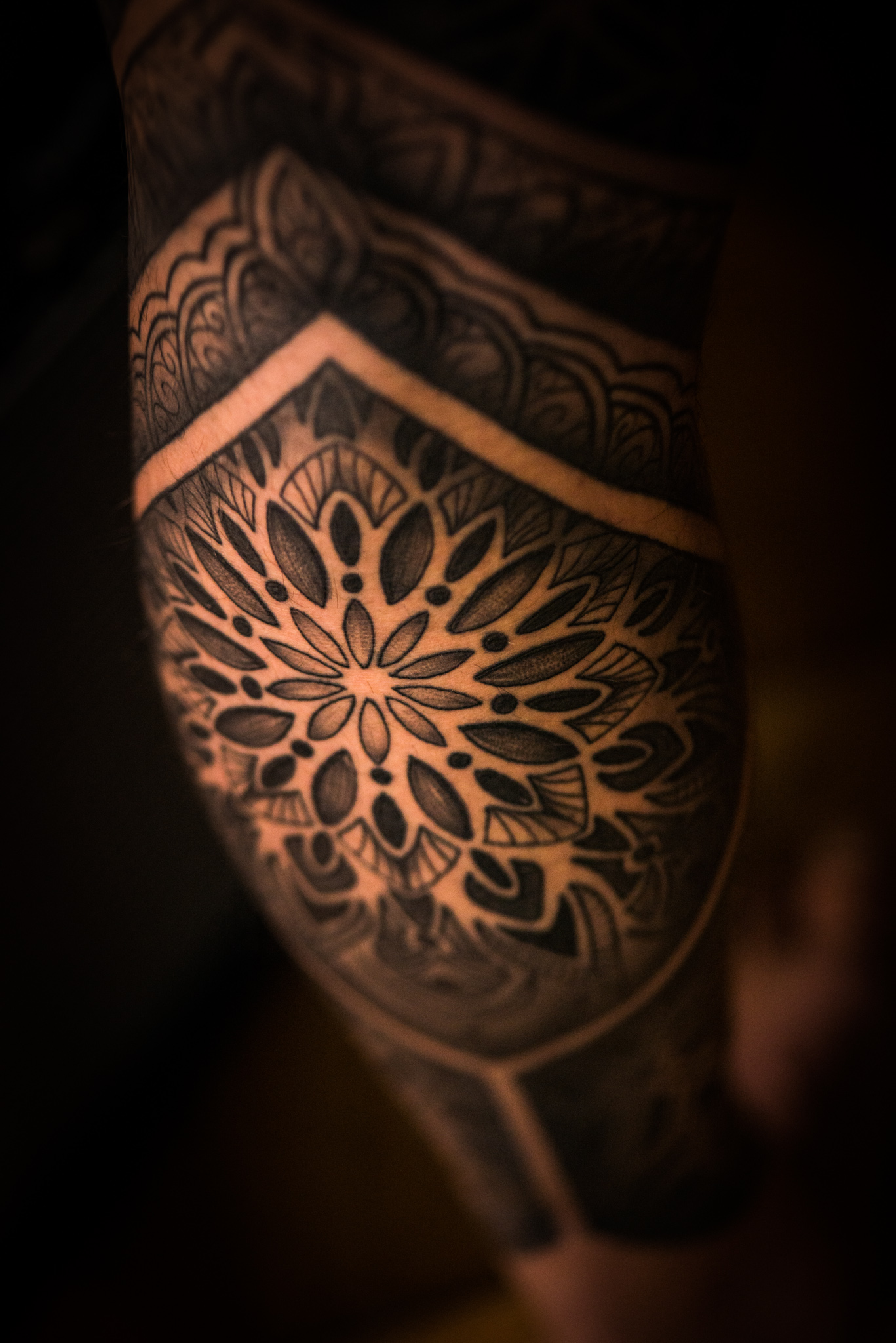 Catherine Shiflett Photography, close-up detail of sacred geometry tattoos, sleeve, shot on Nikon D800