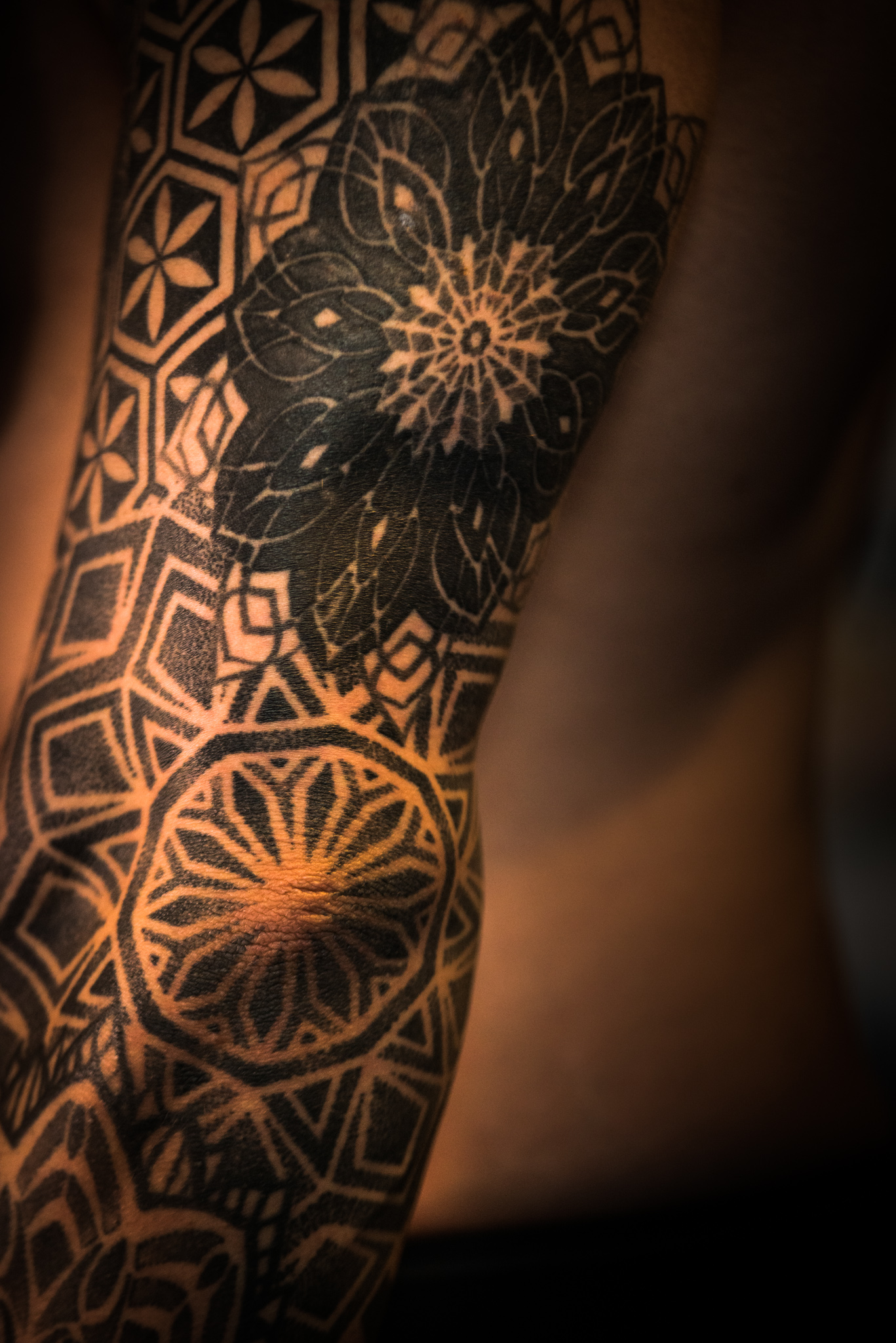 Catherine Shiflett Photography, close-up detail of sacred geometry tattoos, sleeve, shot on Nikon D800