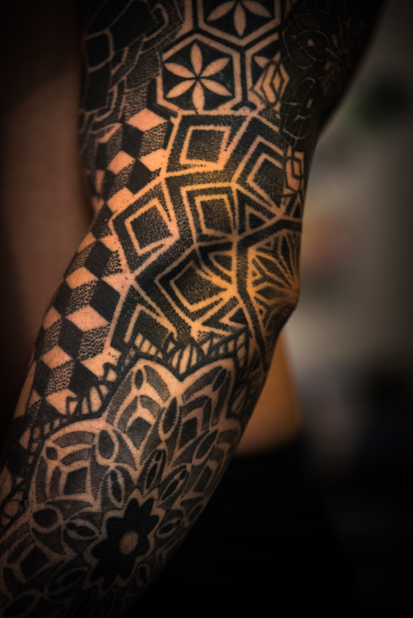 Catherine Shiflett Photography, close-up detail of sacred geometry tattoos, sleeve, shot on Nikon D800