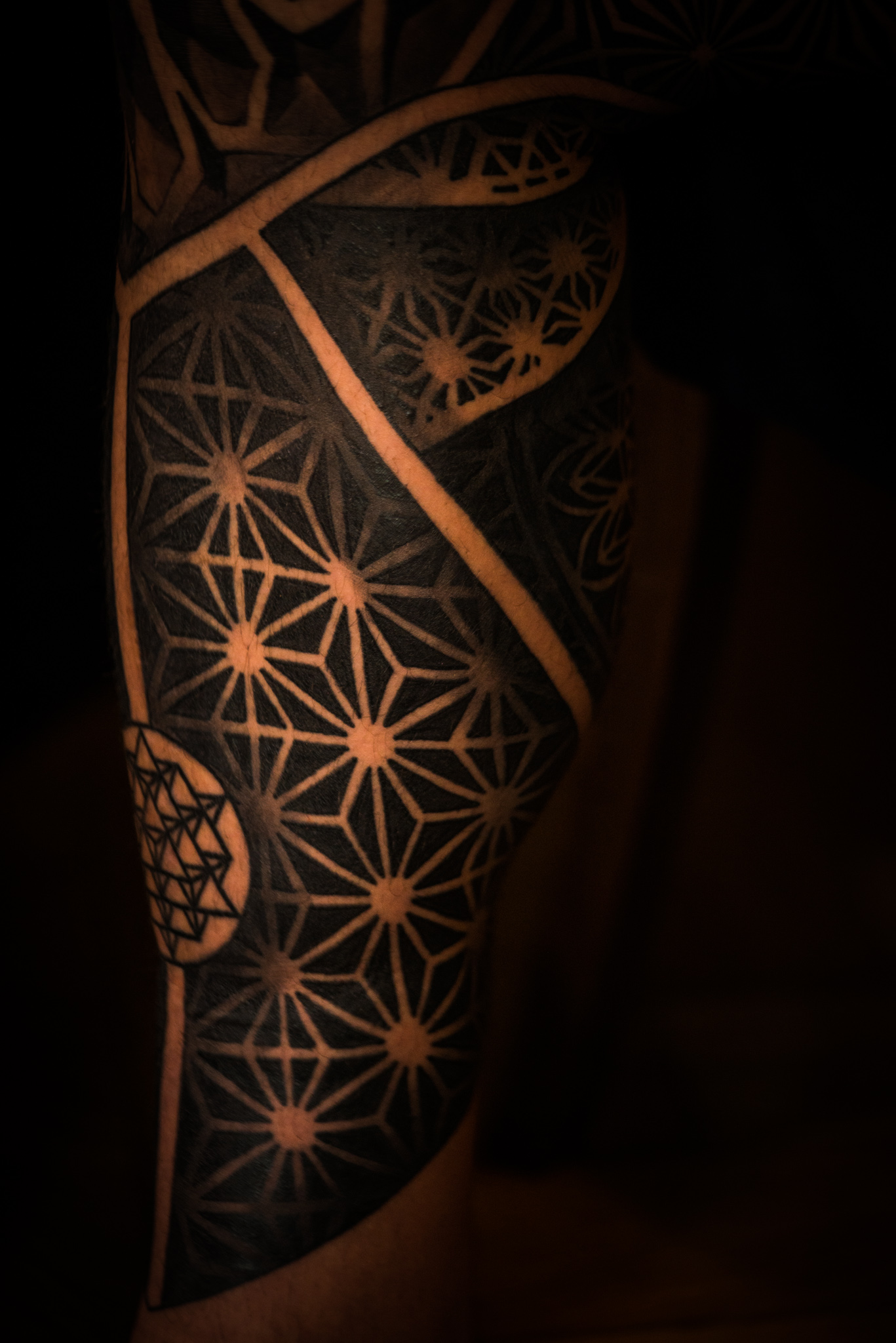 Catherine Shiflett Photography, close-up detail of sacred geometry tattoos, sleeve, shot on Nikon D800