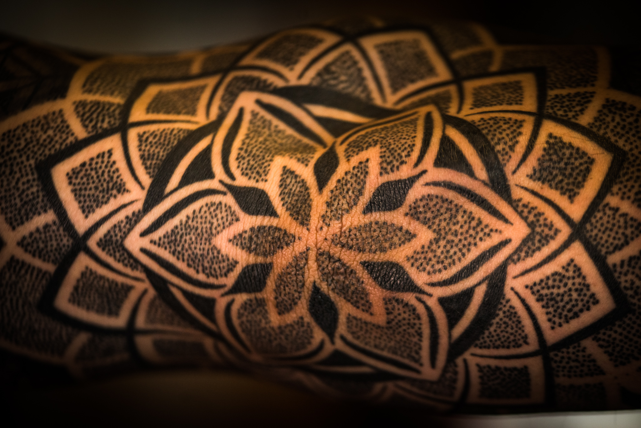 Catherine Shiflett Photography, close-up detail of sacred geometry tattoos, sleeve, shot on Nikon D800