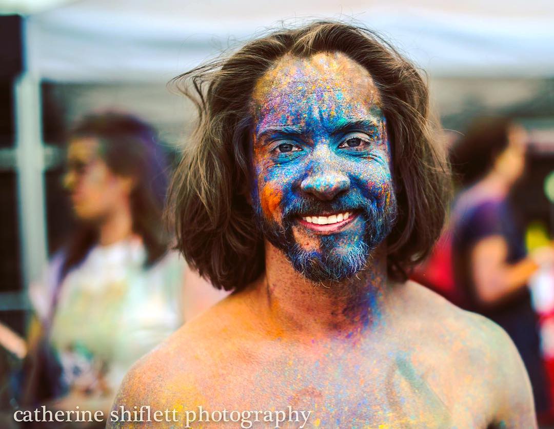 Catherine Shiflett Photography, man with glitter and face paint, Barcelona pride, Spain, shot on Nikon D800