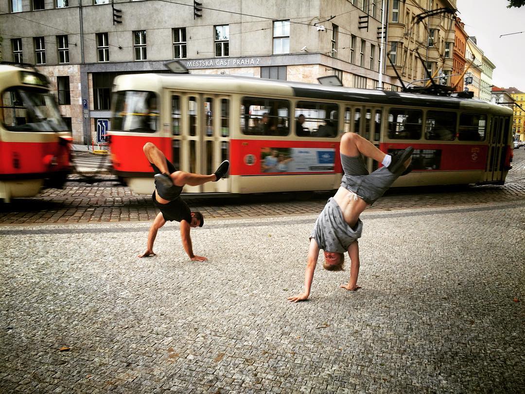 Catherine Shiflett Photography, street dancers, tram, Prague Czech Republic, shot on Nikon D800